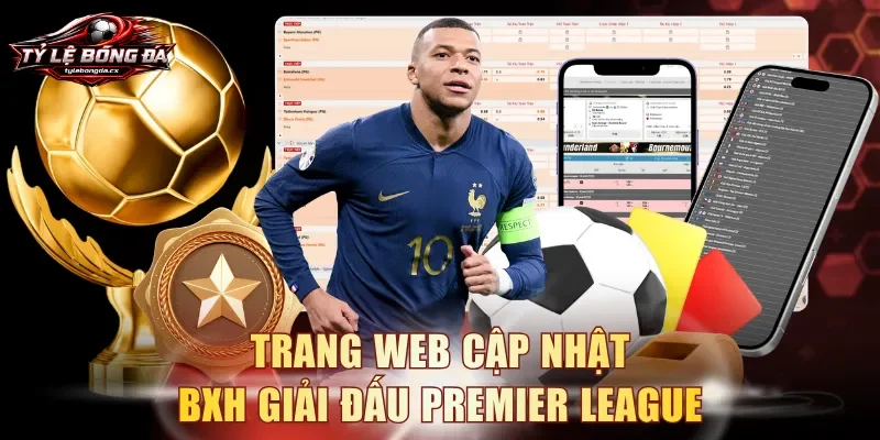 Trang web cập nhật BXH giải đấu Premier League